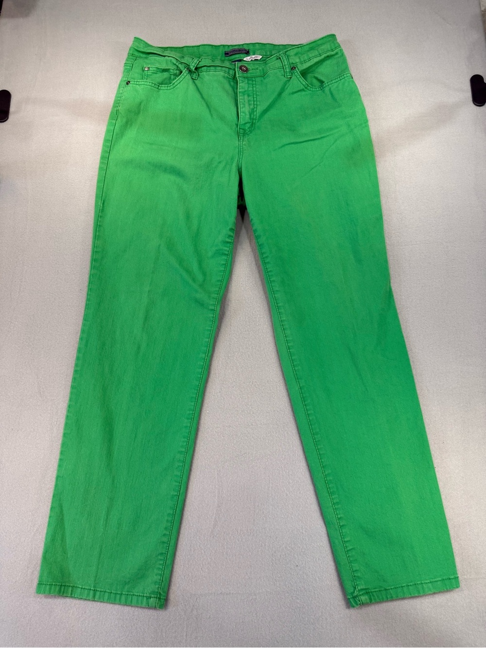 Bandolino Mandie Bright Green Stretch High Rise Ankle Straight Jeans